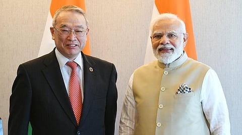 என்இசி தலைவர் நோபுஹிரோ எண்டோ உடன் பிரதமர் மோடி.