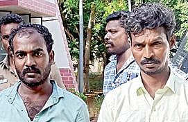 கைதான கார்த்திகேயன், ஜெயவீரபாண்டியன்.