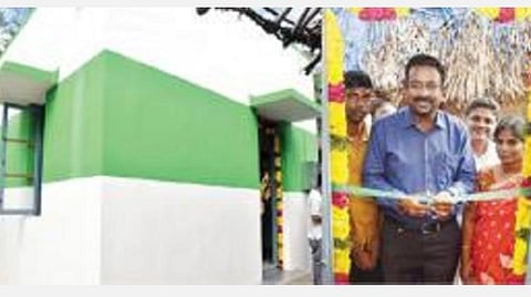 தஞ்சாவூர் மாவட்டம் வடக்கூரில் மாணவர் வேல்முருகன் குடும்பத்துக்காக கட்டப்பட்ட புதிய வீட்டை நேற்று திறந்து வைக்கிறார் ஆட்சியர் தினேஷ் பொன்ராஜ் ஆலிவர்