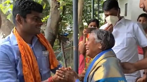 இருளர் பழங்குடியினரின் பெருமை - நஞ்சியம்மாவை நேரில் வாழ்த்திய அண்ணாமலை