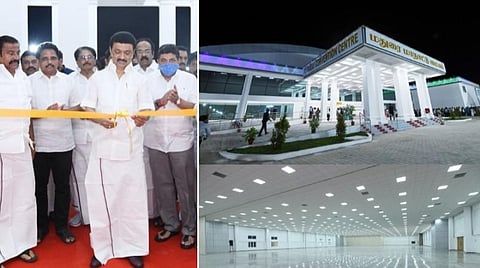 மதுரை தமுக்கம் மைதானத்தில் திறக்கப்பட்டுள்ள பல்நோக்கு மாநாட்டு மையம்