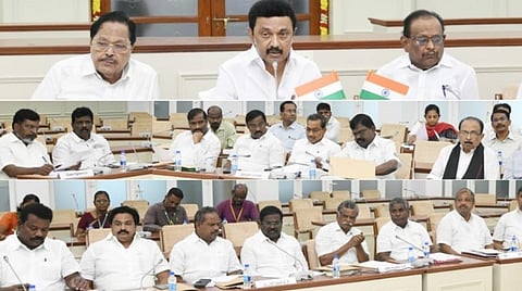 அனைத்துக் கட்சிக் கூட்டத்தில் பேசும் முதல்வர் மு.க.ஸ்டாலின்