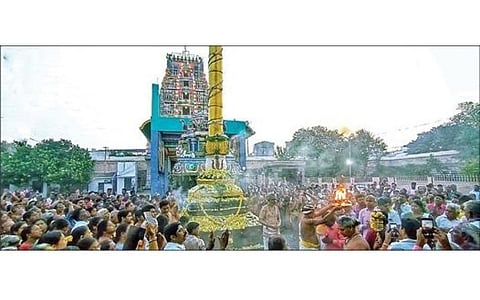 செய்யாறு வேதபுரீஸ்வரர் கோயிலில் ரத சப்தமி பிரம்மோற்சவ கொடியேற்றம் நேற்று நடைபெற்றது.