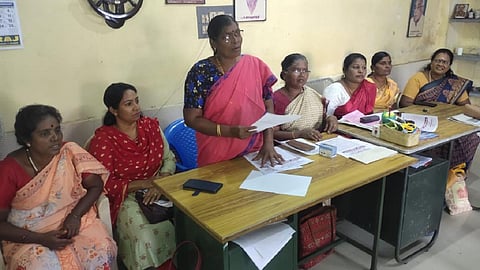 புதுச்சேரியில் அனைத்திந்திய ஜனநாயக மாதர் சங்கத்தினர் செய்தியாளர் சந்திப்பு.