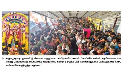 தைப்பூசத் திருநாளையொட்டி மருதமலையில் திரண்ட லட்சக்கணக்கான பக்தர்கள்