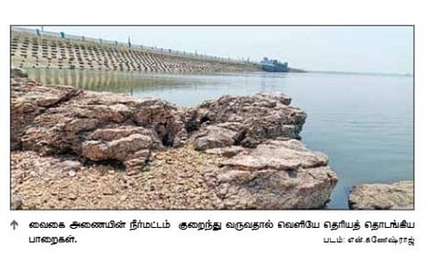 குறைந்துவரும் வைகை அணை நீர்மட்டம்: 5 மாவட்டங்களில் குடிநீர் தட்டுப்பாடு ஏற்படும் அபாயம்