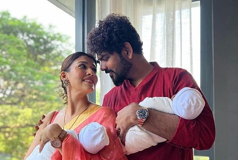 குழந்தைகளுடன் நயன்தாரா - விக்னேஷ் சிவன்