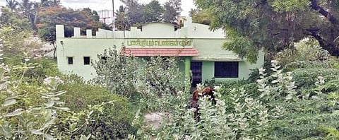 புதர்மண்டி பாழடைந்து வரும் பணிபுரியும் பெண்கள் விடுதி.