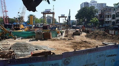 இரண்டாம் கட்ட மெட்ரோ ரயில் திட்டம் பசுமை வழிச்சாலை பகுதியில் சுரங்கப்பாதை பணி தீவிரம்