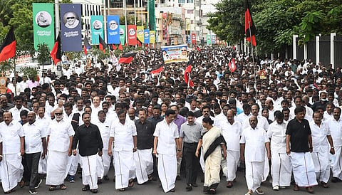சென்னையில் இன்று கருணாநிதி நினைவு தின அமைதிப் பேரணி