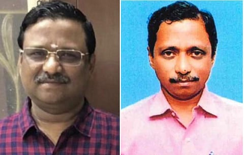 சென்னை சேப்பாக்கத்தில் கைது செய்யப்பட்ட நியோ மேக்ஸ் நிர்வாகிகள் கமலக்கண்ணன், சிங்காரவேலன்.