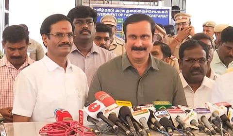 சென்னை தலைமைச் செயலகத்தில் செய்தியாளர்களைச் சந்தித்த பாமக தலைவர் அன்புமணி