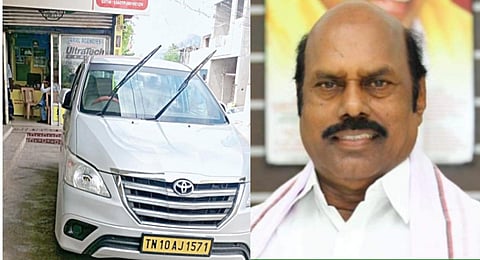 தானிப்பாடியில் வருமான வரித் துறையினர் நேற்று சோதனை மேற்கொண்ட ஜமால் வீடு (இடது)