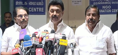 சென்னையில் செய்தியாளர்களைச் சந்தித்த தமிழக முதல்வர் மு.க.ஸ்டாலின்