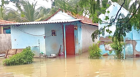 வட்டன்விளை கிராமத்தில் குடியிருப்புகளை சூழ்ந்த வெள்ளம்.