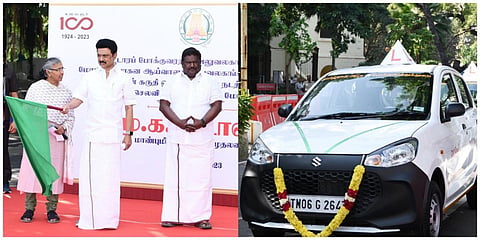 வட்டாரப் போக்குவரத்து அலுவலகங்கள் மற்றும் மோட்டார் வாகன ஆய்வாளர் (பகுதி) அலுவலகங்களில் ஓட்டுநர் தேர்வு நடத்தும் பொருட்டு ரூ.6.25 கோடி மதிப்பிலான 145 இலகு ரக கார்களை தமிழக முதல்வர் மு.க.ஸ்டாலின் வழங்கினார்.