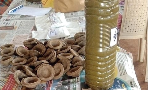 பஞ்சகாவ்யா விளக்கு மற்றும் அமிர்தக்கரைசல்.