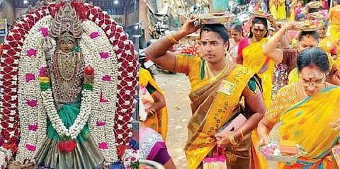 காரைக்குடி முத்துமாரியம்மன் கோயில் பூச்சொரிதல் விழா கோலாகலம்