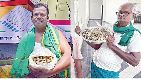 ஸ்ரீ பெரும்புதூரில் தொகுதிக்கு வேட்புமனு தாக்கல் செய்த சுயேச்சை வேட்பாளர் ஜெயக்குமார்.
| படம்: எம்.முத்துகணேஷ் |