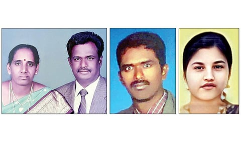 விபத்தில் உயிரிழந்த சந்திரசேகரன், சித்ரா, இளவரசன், அருவிவித்ரா.