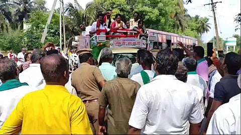 காங். வேட்பாளர் சுதாவை முற்றுகையிட்ட விவசாயிகளை வசைபாடிய திமுக நிர்வாகி - நடந்தது என்ன?