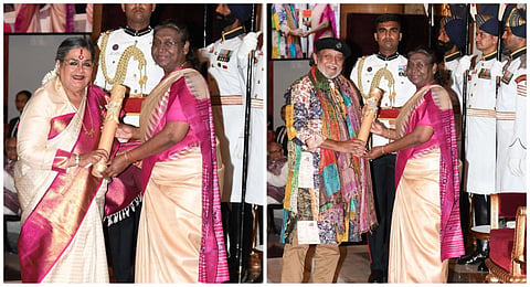 பாடகி உஷா உதூப், நடிகர் மிதுன் சக்ரவர்த்திக்கு பத்ம பூஷன் விருது - குடியரசுத் தலைவர் வழங்கினார்