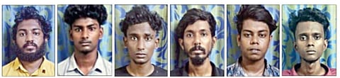 கைது செய்யப்பட்ட யஸ்வந்த்ராயன், ஜெய்பிரதாப், கார்த்திகேயன், பிரான்சிஸ், கார்த்திக், கோகுல்நாத்.