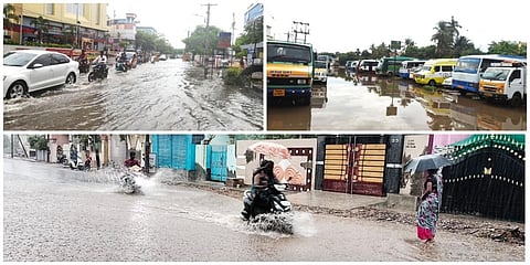 கனமழையால் குளம்போல் தண்ணீர் தேங்கி நின்ற தூத்துக்குடி முக்கிய சாலைகள்