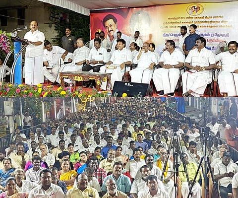ஆலந்தூர் ஸ்ரீபெரும்புதூர் மக்களவை தொகுதி வாக்காளர்களுக்கு நன்றி தெரிவிக்கும் பொதுக்கூட்டத்தில் அமைச்சர் தா.மோ.அன்பரசன் மற்றும் அமைச்சர் அன்பில் மகேஷ் பொய்யாமொழி ஆகியோர் கலந்துகொண்டு சிறப்புரையாற்றினார்கள்.