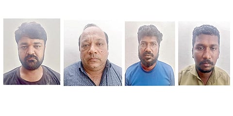 மெத்தனால் பதுக்கி வைத்திருந்ததாக கைது செய்யப்பட்டவர்கள்.