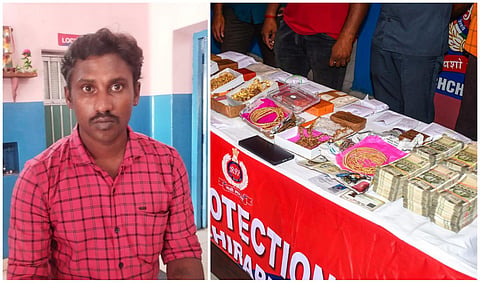 நகை, பணம் பறிமுதல் செய்யப்பட்ட லட்சுமணன்