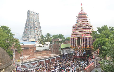 ஸ்ரீவில்லிபுத்தூரில் ஆடிப்பூர தேரோட்டம் கோலாகலம்: ‘கோவிந்தா, கோபாலா’ கோஷம் முழங்க தேரை வடம் பிடித்து இழுத்த பக்தர்கள்