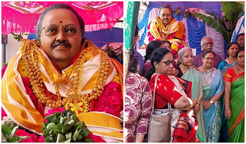 பள்ளிப்பட்டு அருகே பூர்விக கிராமத்தில் பாடகர் எஸ்பிபி உருவச் சிலை திறப்பு