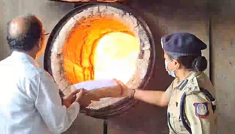 செங்கல்பட்டு உள்ளிட்ட 10 மாவட்டங்களில் கைப்பற்றப்பட்ட 7.5 டன் கஞ்சா அழிப்பு