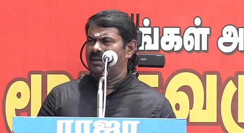 திருப்புவனம் அருகே நெல்முடிக்கரையில் நடந்த நினைவேந்தல் நிகழ்ச்சியில் நாம் தமிழர் கட்சி தலைமை ஒருங்கிணைப்பாளர் சீமான் உரையாற்றினார்
