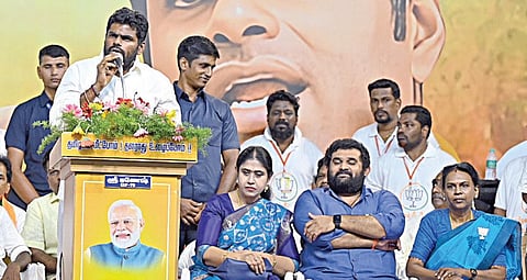 திராவிட கட்சிகளை அகற்ற பாஜகவால் மட்டுமே முடியும்: சென்னை பொதுக்கூட்டத்தில் அண்ணாமலை திட்டவட்டம்