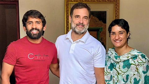 ராகுலுடன் வினேஷ் போகத், பஜ்ரங் பூனியா சந்திப்பு: ஹரியானா பேரவைத் தேர்தலில் போட்டியா?
