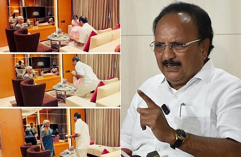இடது: வீடியோ பதிவில் இருந்து | வலது: கோவையில் செய்தியாளர்களைச் சந்தித்த திமுக எம்.பி கணபதி ராஜ்குமார் | படம்: ஜெ.மனோகரன்