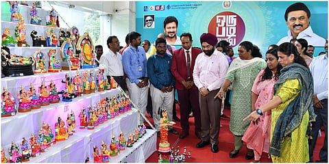 சென்னை நுங்கம்பாக்கத்தில் மகளிர் சுய உதவிக் குழுக்கள் தயாரிக்கும் பொருட்களின் நவராத்திரி விற்பனை கண்காட்சியை ஊரக வளர்ச்சித்துறை செயலர் ககன்தீப் சிங் பேடி தொடங்கி வைத்து பார்வையிட்டார்.