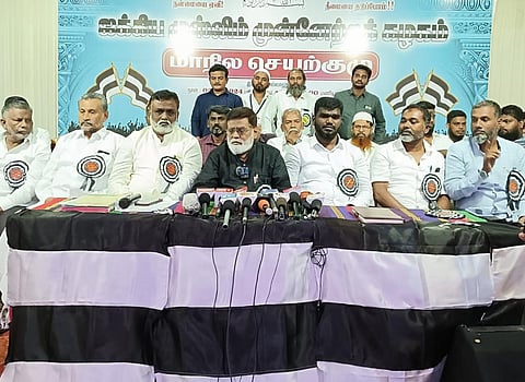திருச்சியில் செய்தியாளர்களைச் சந்தித்த ஐக்கிய முஸ்லீம் முன்னேற்றக் கழக தலைவர் ஹைதர் அலி.
