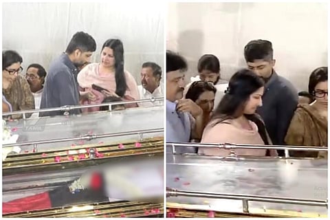 முரசொலி செல்வம் உடலுக்கு தவெக தலைவர் விஜய்யின் மனைவி சங்கீதா அஞ்சலி