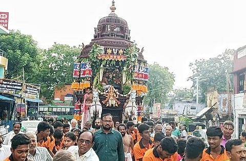 ஸ்ரீவில்லிபுத்தூர் ஆண்டாள் கோயில் புரட்டாசி பிரம்மோற்சவ விழாவில் செப்பு தேரோட்டம் கோலாகலம்