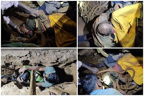 கோத்தகிரி அருகே 20 அடி குழிக்குள் விழுந்தவர் பத்திரமாக மீட்பு