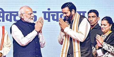 2-வது முறையாக ஹரியானா முதல்வரானார் நயாப் சிங் சைனி: 13 பேர் அமைச்சராக பதவியேற்றனர்