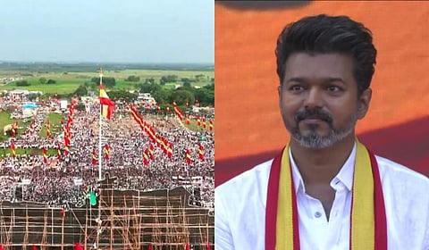 மாநாட்டு மேடையில் தவெக தலைவர் விஜய்