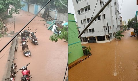 புதுச்சேரியில் குடியிருப்புகளை சூழ்ந்த வெள்ளம்