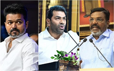 விஜய், ஆதவ் அர்ஜுனா, திருமாவளவன்