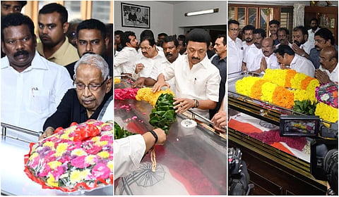 ஈவிகேஎஸ் இளங்கோவன் உடலுக்கு தலைவர்கள், காங். தொண்டர்கள், பொதுமக்கள் அஞ்சலி