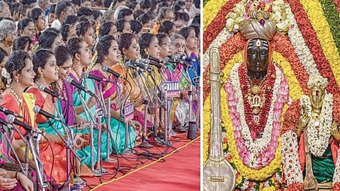 திருவையாறில் தியாகராஜர் ஆராதனை விழா: பஞ்சரத்ன கீர்த்தனைகள் பாடி இசையஞ்சலி