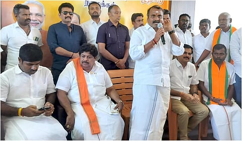 நாமக்கல் மாவட்ட பாஜக அலுவலகத்தில் நடந்த நிகழ்ச்சியில் மத்திய இணையமைச்சர் எல்.முருகன் பேசினார்.